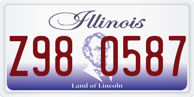 IL license plate Z980587