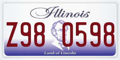 IL license plate Z980598