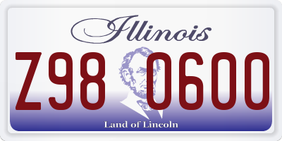IL license plate Z980600
