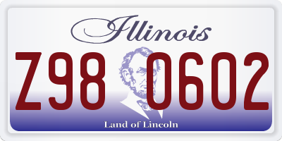 IL license plate Z980602