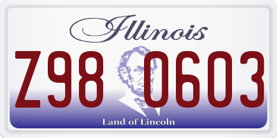 IL license plate Z980603