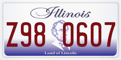 IL license plate Z980607