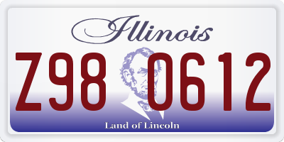 IL license plate Z980612