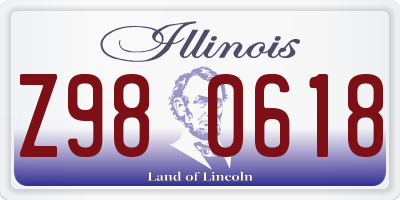 IL license plate Z980618