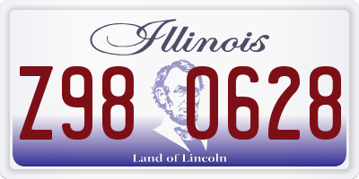 IL license plate Z980628