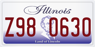 IL license plate Z980630