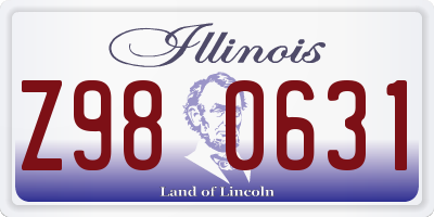 IL license plate Z980631