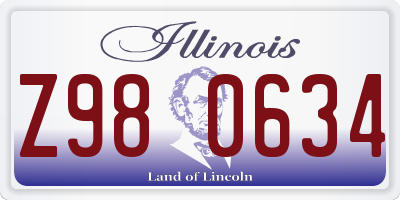 IL license plate Z980634