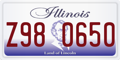 IL license plate Z980650