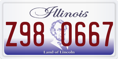 IL license plate Z980667