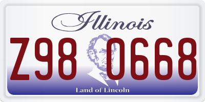 IL license plate Z980668