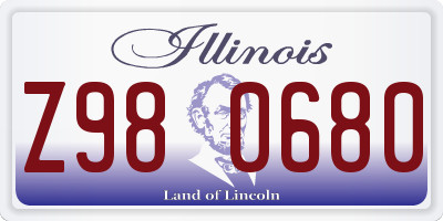 IL license plate Z980680