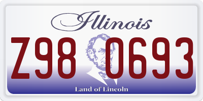 IL license plate Z980693