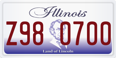 IL license plate Z980700