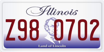 IL license plate Z980702
