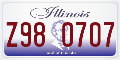 IL license plate Z980707