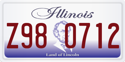 IL license plate Z980712