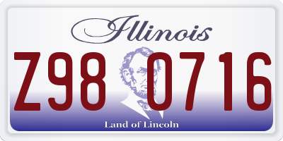 IL license plate Z980716