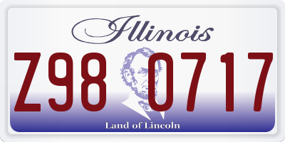 IL license plate Z980717