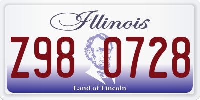 IL license plate Z980728