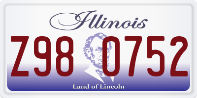 IL license plate Z980752