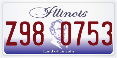 IL license plate Z980753