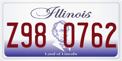 IL license plate Z980762