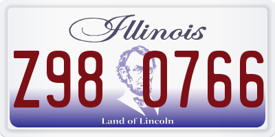IL license plate Z980766