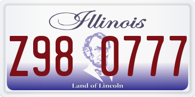 IL license plate Z980777