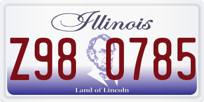 IL license plate Z980785