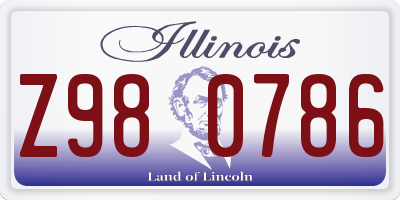 IL license plate Z980786