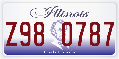 IL license plate Z980787
