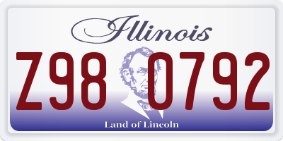 IL license plate Z980792