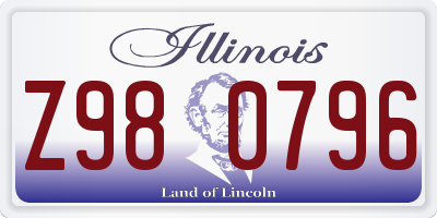 IL license plate Z980796