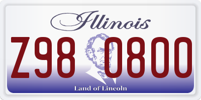 IL license plate Z980800