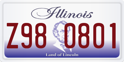 IL license plate Z980801