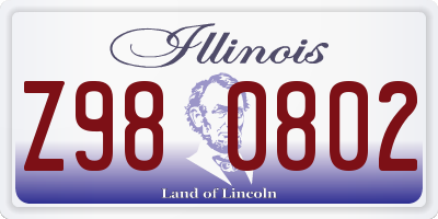 IL license plate Z980802