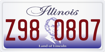 IL license plate Z980807