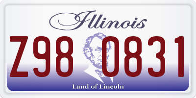 IL license plate Z980831