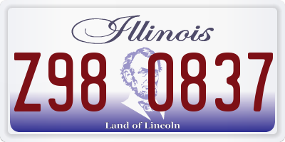 IL license plate Z980837