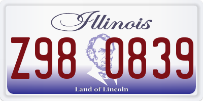 IL license plate Z980839
