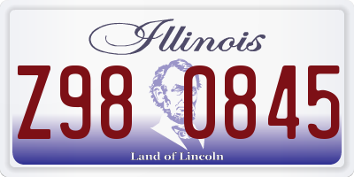 IL license plate Z980845