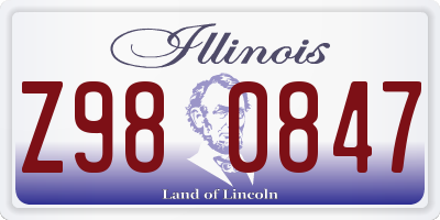 IL license plate Z980847