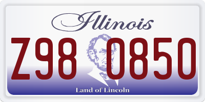 IL license plate Z980850