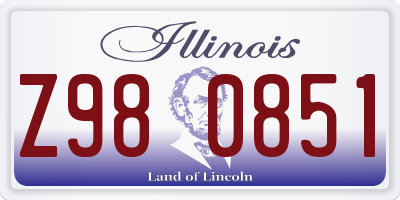 IL license plate Z980851