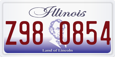 IL license plate Z980854