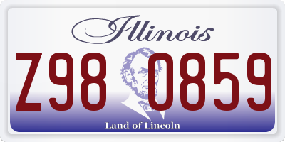 IL license plate Z980859