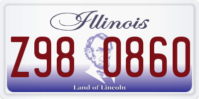 IL license plate Z980860