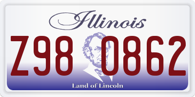 IL license plate Z980862