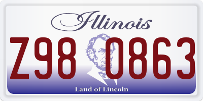 IL license plate Z980863